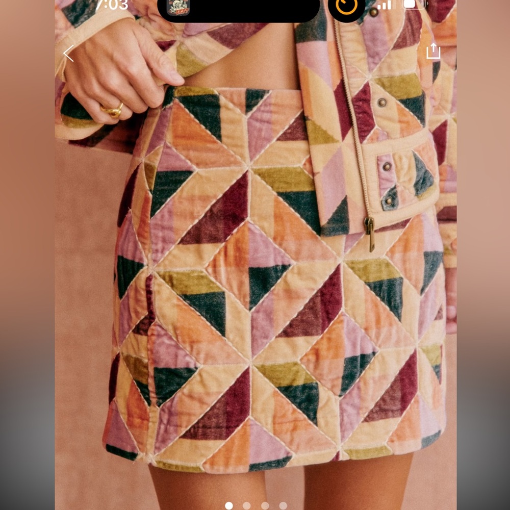 Sezane Malia Skirt Patchwork Stella - Size 12